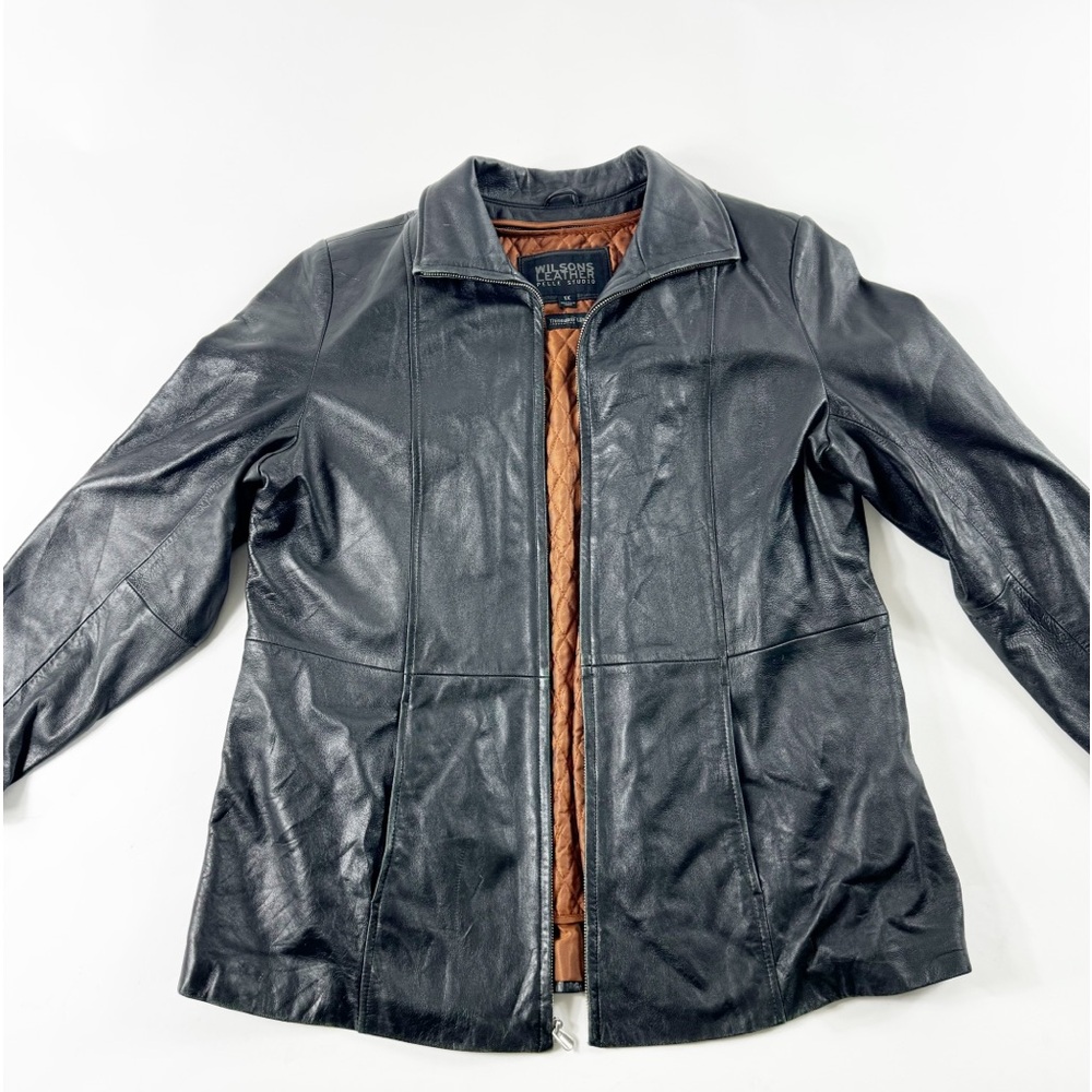 🪩 269. WILSONS LEATHER Mens 1X black leather jacket full zip 3M Thinsulate
